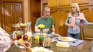 Breath-taking FFM sex in the kitchen with Ava Addams and Nina Elle
