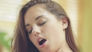 A brunette is getting a pointy cock deep inside her wet cunt lips