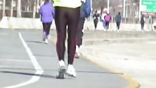 Sports woman running and waving candid ass on my cam 01zb