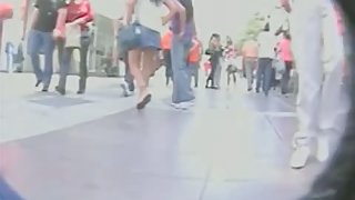 Couple of asses caught at the mall with a mobile spy cam