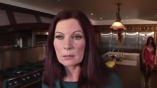 Adorable brunette cougar lesbian moaning while her pussy is licked immensely