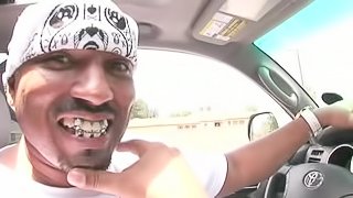 Experienced blonde has a taste of the black guy's gigantic schlong