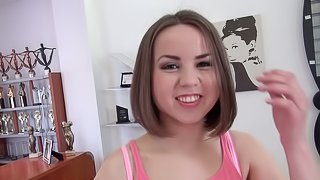 Cute Jalace takes huge dick in her tight ass in POV vid