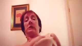 German granny blows her husband's cock and gets her hairy pussy pov fingered
