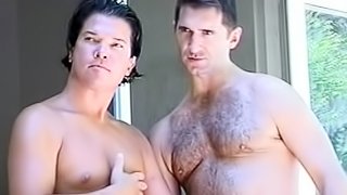 Dude with a hairy chest fucks his gay partner