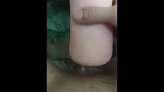 Sole male play with toy