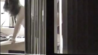 window peep girl gets nailed in front of window
