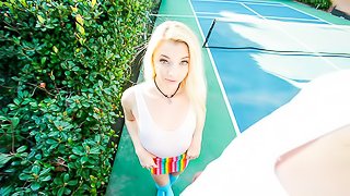 Playful blonde hottie Riley Star is enjoying outdoor dick-riding