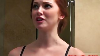 Perky young Redhead sucking swollen cock