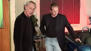 Seductive brunettes with big tits enjoy getting  slammed in a wild groupsex clip